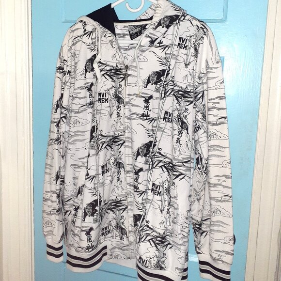 ๐ค Avirex BLACK & WHITE ANIMAL PRINT JACKET ( SZ: L )- $25 - Picture 1 of 8